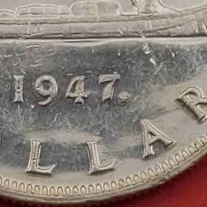 1947 Canada Silver Dollar-Maple Leaf--Higher Grade, Mintage 21,135, VERY LOW MINTAGE--80% Silver
