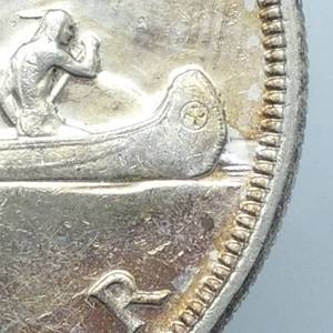 1951 Canada Silver Dollar, Arnprior 2.5 Water Lines, Higher Grade Mintage 416,395 for all 1951 Dollars--80% Silver