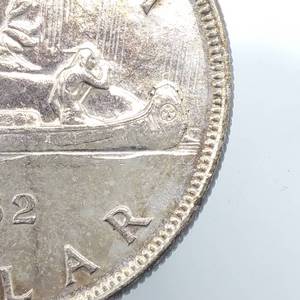 1952 Canada Silver Dollar, Full Water Lines--Higher Grade, Mintage 406,148 for all 1952 Dollars--80% Silver