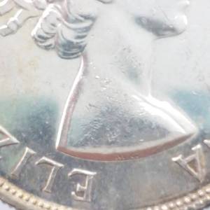 1953 Canada Silver Dollar, No Shoulder Fold--High Grade, Mintage 1,074,578 for all 1953 Dollars--80% Silver