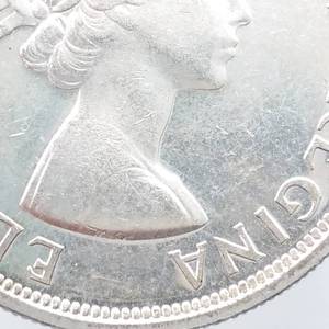 1953 Canada Silver Dollar, Shoulder Fold--Higher Grade, Mintage 1,074,578 for all 1953 Dollars--80% Silver