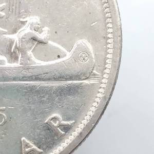 1955 Canada Silver Dollar, Full Water Lines--Higher Grade, Mintage 268,105 for all 1955 Dollars--80% Silver