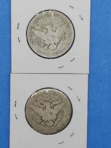 1911-S & 1912-D Barber Half Dollars--90% Silver