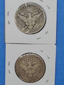 1908 & 1908-O Barber Half Dollars--90% Silver