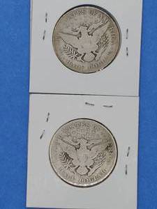 1907-d & 1907-O Barber Half Dollars--90% Silver
