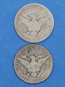 (2) 1904 Barber Half Dollars--90% Silver