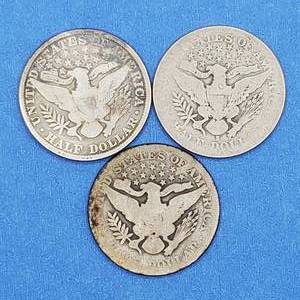 1902, 1902-S & 1903 Barber Half Dollars--90% Silver