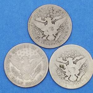 1897, 1898 & 1898-S Barber Half Dollars--90% Silver