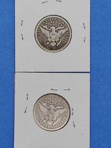 (2) Barber Quarters--1894-O & 1892 Partially Covered E--Both coins with Full Rims--90% Silver