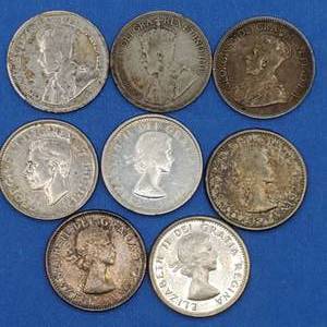 8 Canada 10-Cents--all 80% Silver