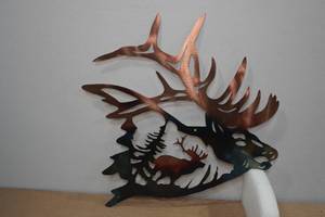 lot 50 image: Metal Burnished Elk Wall Dcor