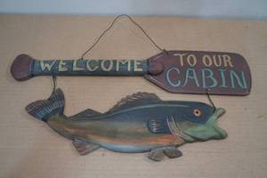 lot 58 image: Wooden Welcome Sign