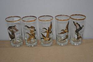 lot 68 image: 5 Vintage Galaxy Glass Waterfowl High Ball Glasses