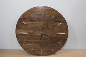 lot 119 image: Custom Made 20 Wooden Clock with Bullets