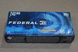 lot 245 image: 20 Federal Power-Shok .243 Win 100 Gr JSP Ammo