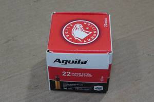 lot 254 image: 250 Aguila .22 LR 38 Gr Copper Plated HP Ammo