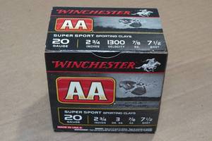 lot 262 image: 25 Winchester AA 20 Gauge 2-34 7-12 Shot Shotshells