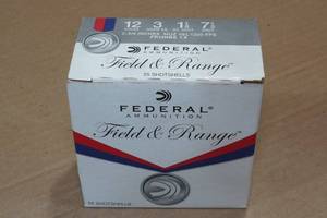 lot 287 image: 25 Federal Field & Range 12 Gauge 2-34 7-12 Shot Shotshells