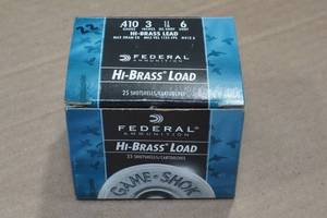 lot 291 image: 22 Federal Hi-Brass Load .410 Bore 3 6 Shot Shotsehlls