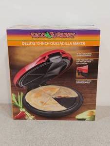 lot 45 image: NEW TACO TUESDAY DELUXE 10-INCH QUESADILLA MAKER