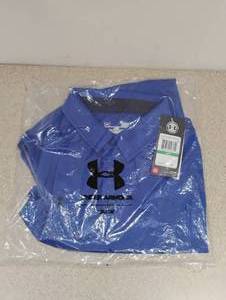 lot 107 image: NEW UNDER ARMOUR POLO SHORT SLEEVE SHIRT SIZE LARGE BLUE