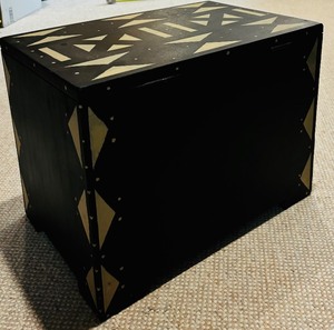 lot 54 image: Wooden Trunk in Black and Tan by Global Bazaar
