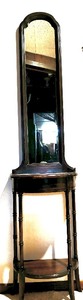 lot 56 image: Vintage Dark Brown Wall Table with Beautiful Slim Mirror