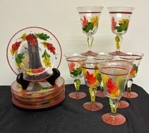 lot 197 image: Autumnal Glass Plates and Stemware
