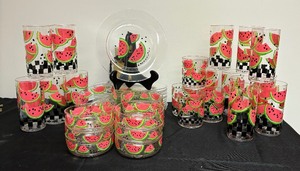 lot 202 image: Wonderful Lucite Watermelon Motif Dishware