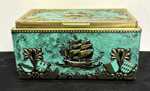 lot 217 image: Vintage West German Decorative Hinged Metal Box