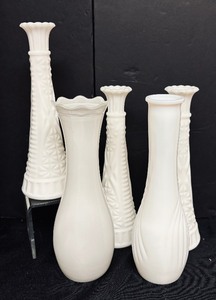 lot 137A image: Five Vintage Milk Glass Vases