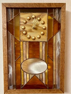 lot 435 image: Vintage Stained Glass Wall Hanging Clock