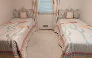 lot 7A image: Pair of Vintage White Wicker Twin Beds