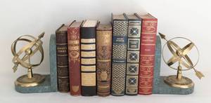 lot 48 image: Vintage Books and Armillary Sphere Astronomical Globe Marble Bookends