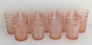 lot 46 image: Vintage Miss America Pink Depression Glass Short Tumbler Set