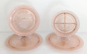 lot 103A image: Four Vintage Miss America Pink Depression Glass Serving Platters