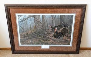 lot 121A image: Framed Turkey Hunting Print by Michael Sieve