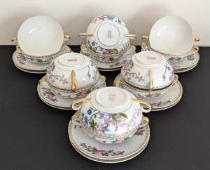 lot 72A image: Vintage Noritake Inwood Double Handled Cups and Saucers