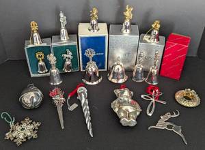 lot 240 image: Assorted Silver Plated Holiday Ornaments