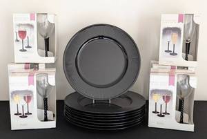 lot 350 image: Furio Glassware and Sasaki Lacquerware Chargers