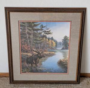 lot 361 image: Framed James Meger Moose Print