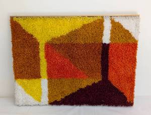 lot 65A image: Colorful Vintage Abstract Hooked Wall Hanging