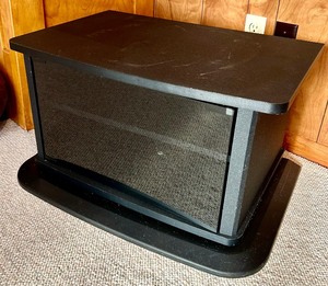 lot 95 image: Small Black TV Stand with Glass Doors