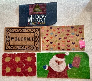 lot 130 image: Variety of Holiday Themed Outdoor Rugs