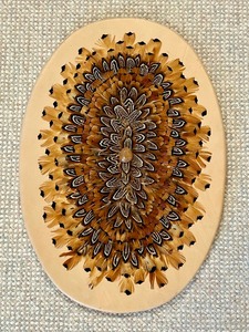 lot 133 image: Beautiful Handmade Leather, Feather and Stone Wall Hanging