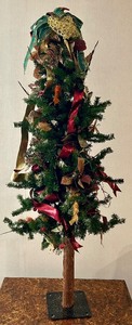 lot 134 image: Faux Floral and Faux Pine Holiday Tree