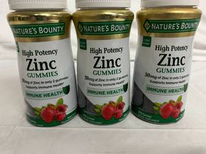 lot 49 image: 3 Bottles of Zinc Gummies