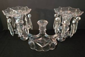 lot 54 image: Elegant Vintage Cambridge Glass Candleholder