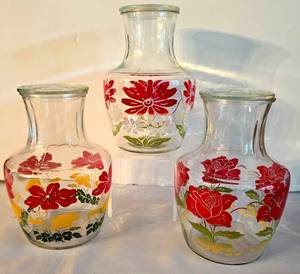 lot 62 image: Trio of Vintage Juice Glass Carafes