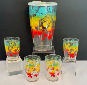 lot 42A image: Vintage Glass Cocktail Mixer and Tumbler Set
